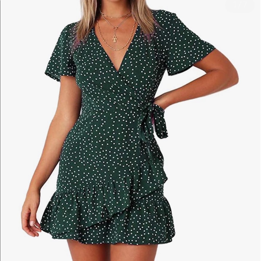 Green wrap Amazon dress
